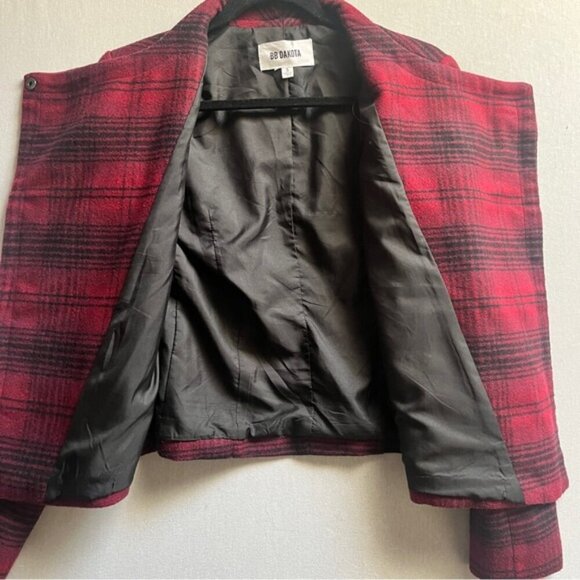 BB Dakota plaid wrap asymmetrical wool blend jacket Sz S - Picture 3 of 12